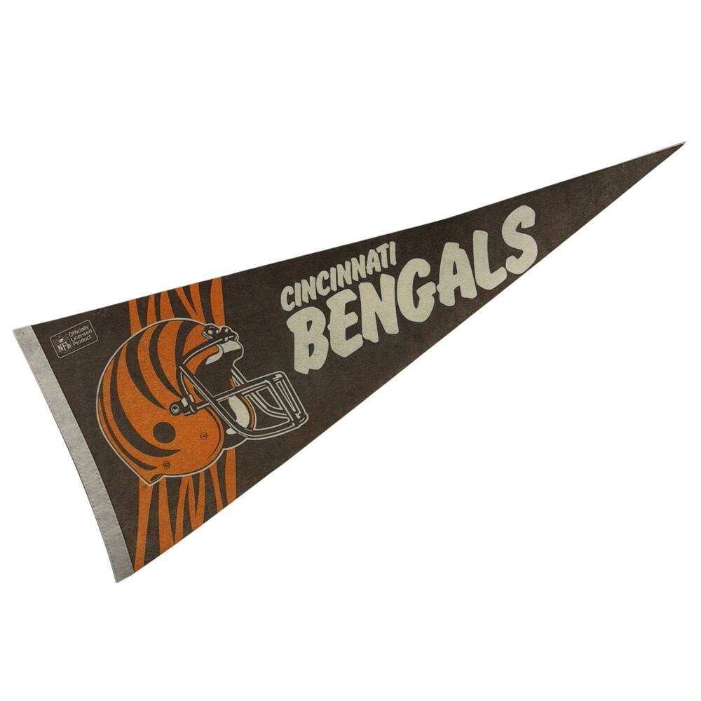 Vintage 1980s Cincinnati Bengals Full Size Felt Pennant NFL Football 30" Who Dey